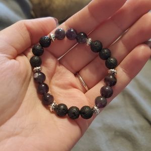 (3 For $15) Amethyst & Lava Stone Bead Bracelet